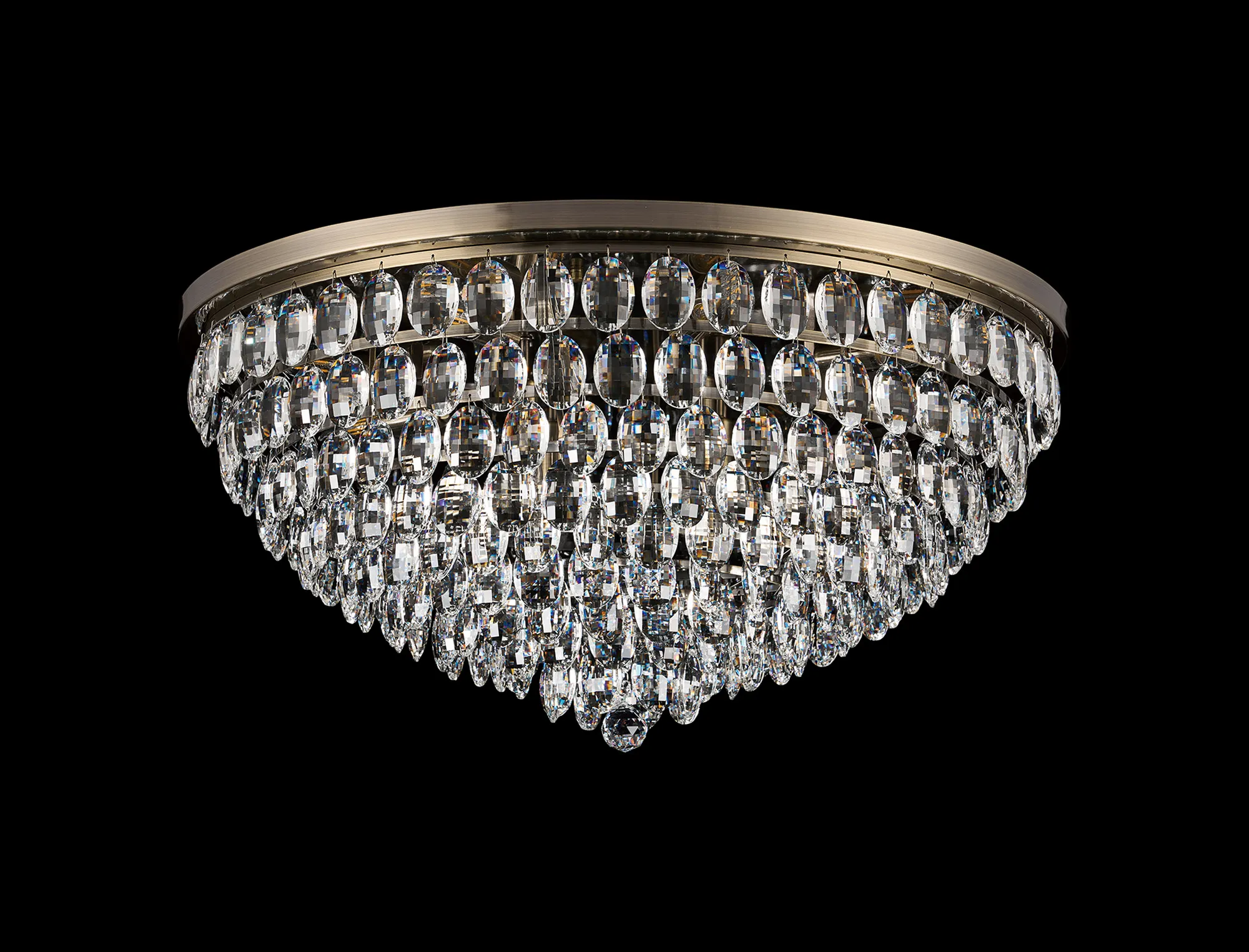 Coniston Antique Brass Crystal Ceiling Lights Diyas Flush Crystal Fittings